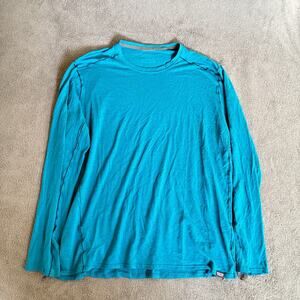 Patagonia Common Threads Aqua Blue Crew Neck Long Sleeve T-Shirt Men's Size XL